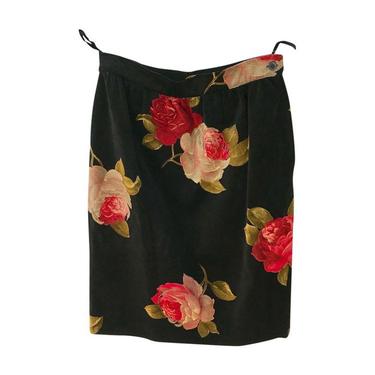 Ungaro Parallele Floral Velvet Pencil Knee-length Skirt Sz 12 