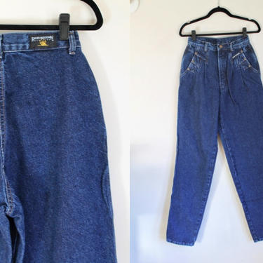Vintage 1980s High Waisted Dark Wash Jeans / 26&amp;quot; - 27&amp;quot; 