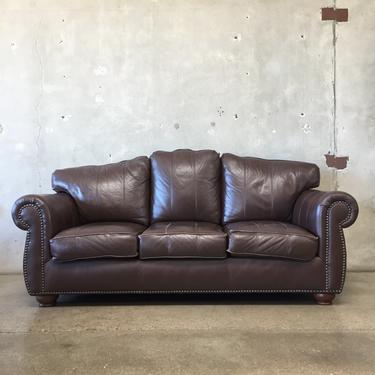The Leather Factory Brown Leather Three Seater Sofa