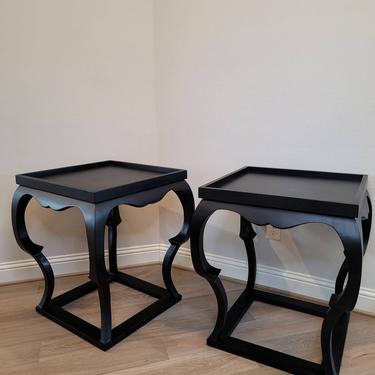 Pair of Bellini by Noir Hand Rubbed Black Sculptural Side Table 