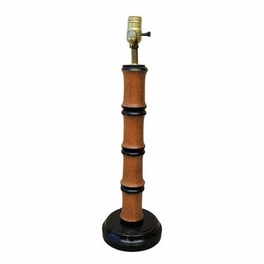 Vintage 1960s Coastal Boho Chic Tiki Faux Bamboo Wood Table Lamp
