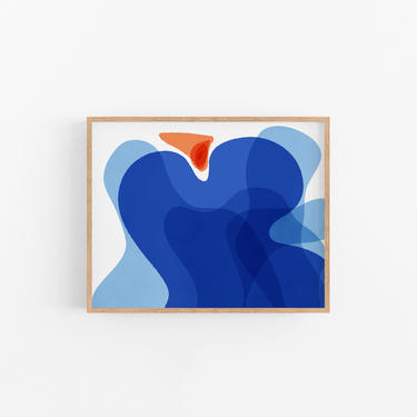 Blue Abstract Art Print Modern Home Decor 