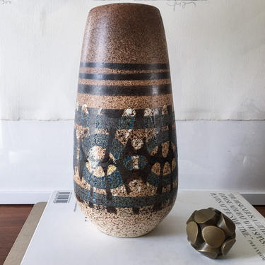 Tall Lapid Israel Vase Tel Aviv Mid Century Abstract Art Pottery Signed Art Vintage Modern lava 
