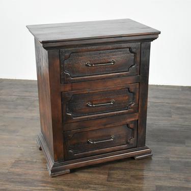 Rustic Modern Solid Wood 3 Drawer Nightstand / Bedside Table 