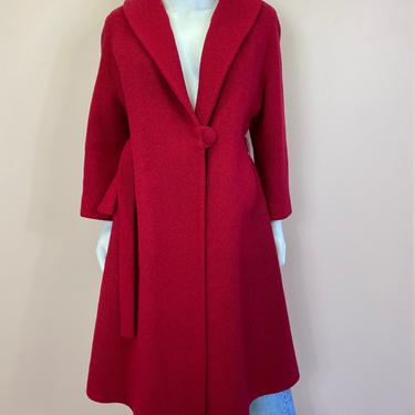 Vtg 1960s fuschia pink silk lined wrap coat by Forstmann 