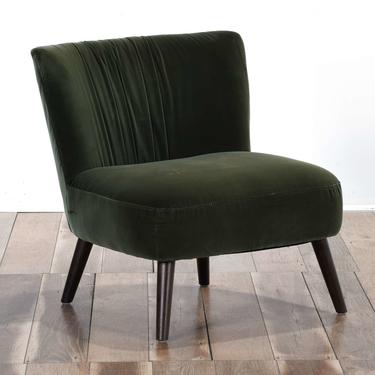 Contemporary Art Deco Dark Green Velour Slipper Chair 2