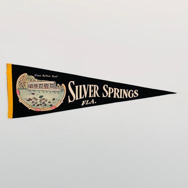 Vintage Silver Springs Florida Glass Bottom Boat Souvenir Pennant 