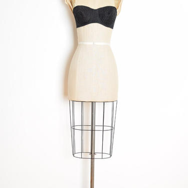 vintage 60s bra PLAYTEX Magic-Cling black strapless eyelet bullet lingerie 34B clothing 