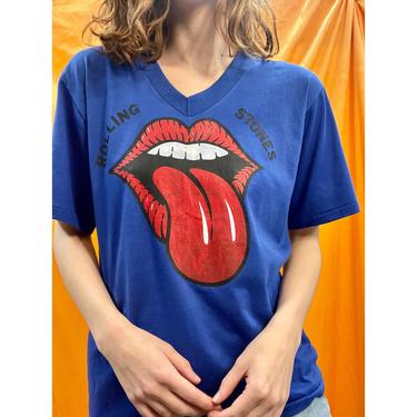 80s Knock-Off Rolling Stones V-Neck T-shirt - Vintage Band Tee 