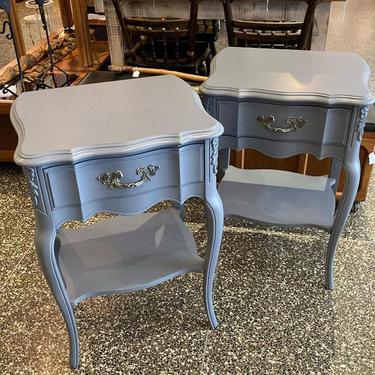 Pair, petite French provincial nightstands.  19.5” x 16.5” x 28”