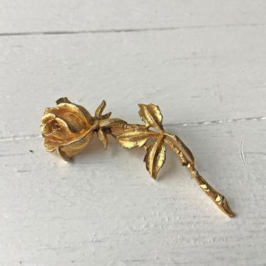 Vintage Giovanni Gold-Tone Rose Brooch Pin // Brooch For Sweater or Coat // Rose Lover Gift, Rose Jewelry Collector // Christmas Gift 