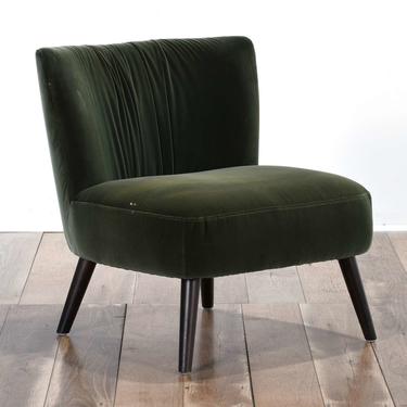 Contemporary Art Deco Hunter Green Velour Slipper Chair