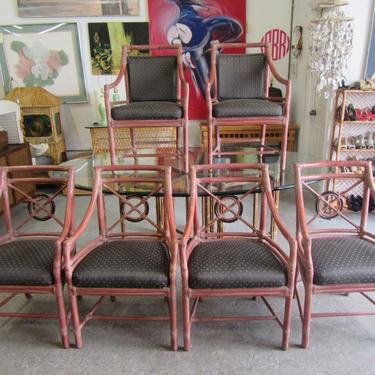 McGuire Set of 6 Rattan Target Chairs