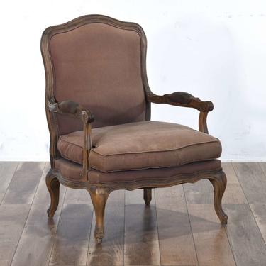 French Provincial Cocoa Brown Bergere Armchair