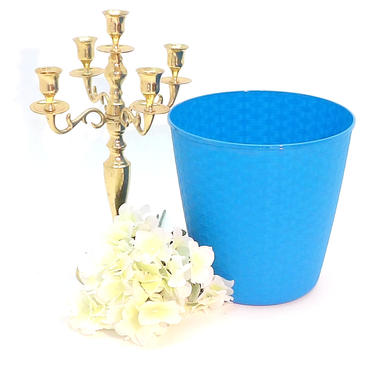 Trash Can Blue Inspired Mid Century Color Plastic Waste Receptacle Garbage Bin Basket Bathroom Office Decor Bright Ocean Blue Home Decor 