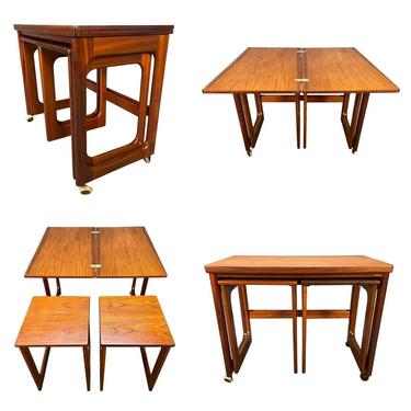 Vintage British Mid Century Modern Teak &quot;Triform&quot; Trolley and Nesting Tables by A.H. McIntosh 