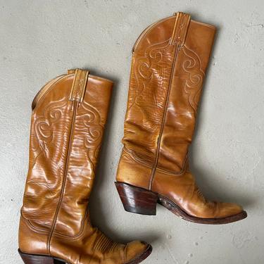 1980s Cowboy Boots Leather Heeled Shoes 6 1/2 