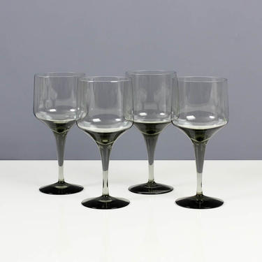 4 Orrefors Rhapsody 6 1/8&amp;quot; Claret Wine Glasses in Smoke - Swedish Stemware - Made in Sweden Wine Glass - 2 Sets Available - Set of Four 