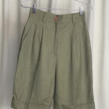 Vintage Moss Green High Waist Shorts