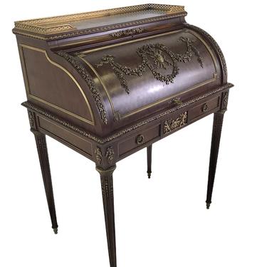Superior !9th Century Francois Linke Petit Mahogany and Bronze Bureau a Cylindre or Roll Top Desk