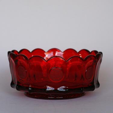 vintage fostoria red glass coin bowl 