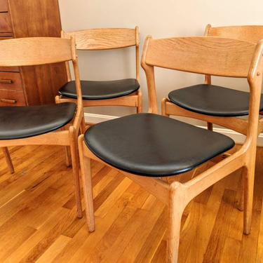Set of Four Erik Buch Teak and Vinyl seat Dining Chairs by OD Mobler Eric Buck 