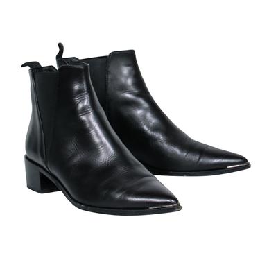 Acne Studios - Black Leather Block Heel Pointed Toe &quot;Jensen&quot; Ankle Booties Sz 9