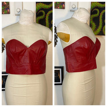 Vintage 1980’s Red Leather Strapless Top 