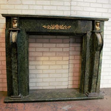 Antique French Green Empire Marble Fire Mantle