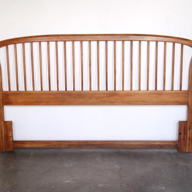 Mid Century Modern King Size Solid Ash Wood Spindle Headboard 