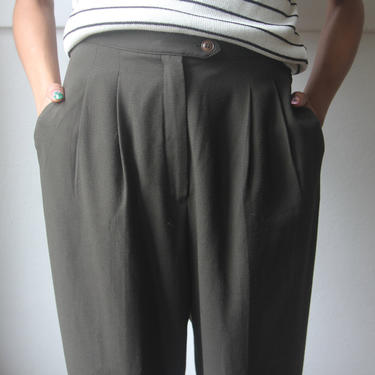 vintage dark green high waisted trousers womens medium 
