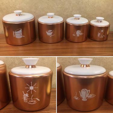 Vintage Canister Set &#8211; 4 Piece &#8211; Spectacular Graphics!