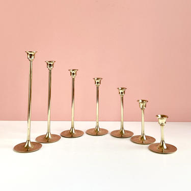 Set of 7 Brass Candle Holders 