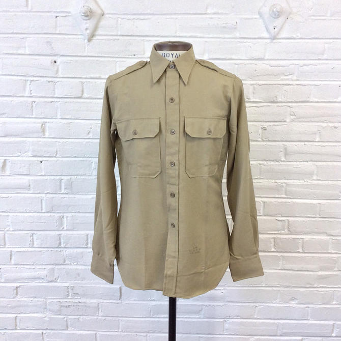 vintage 1940s 50s khaki army shirt