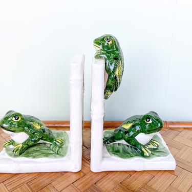 Faux Bamboo Frog Bookends