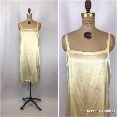 Vintage 20s nightgown | Vintage cream silk nightdress | 1920s ivory satin chemise slip 