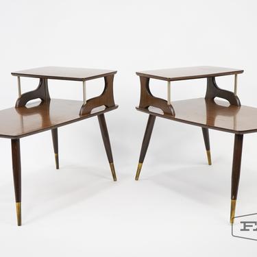 Pair of Formica Two Tier End Tables