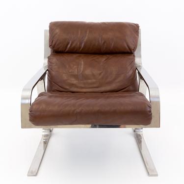 Milo Baughman Style Mid Century Modern Flatbar Lounge Chair 