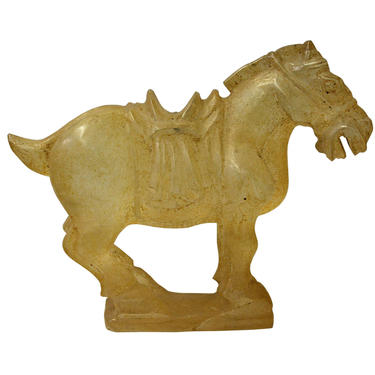 Chinese Clear Crystal Glass Vintage Dusty Finish Horse Figure cs3654E 