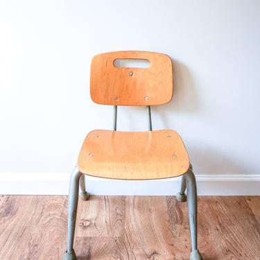 Children's Vintage Industrial Distressed Metal School Chair 