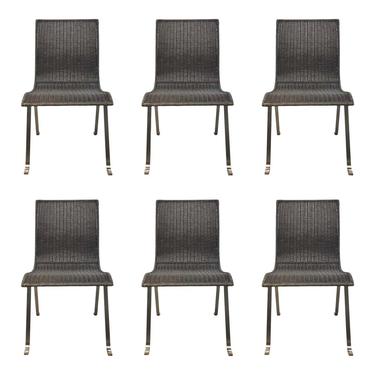 Caracole Modern Gray Wicker Dining Chairs Prototypes Set of Six
