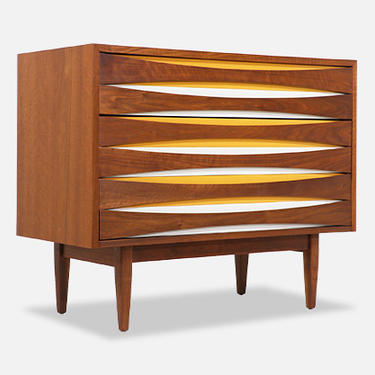 Mid-Century Modern Chest with Lacquered Bowtie Style Drawers