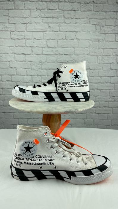 Converse Off White High Top Sneakers, Womens Size 9, White/Black