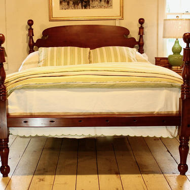 Classic Leonards Ball &amp; Bell Bed in Maple. Original Posts Circa 1830, Resized to Queen