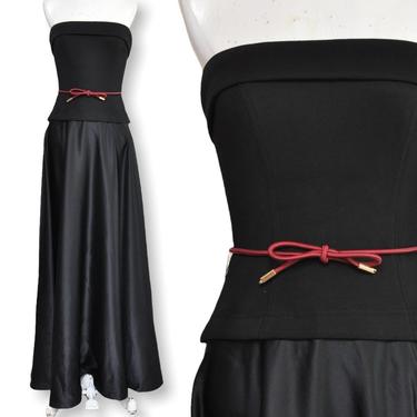 Vintage Cache Black Strapless Dress Full Length Dress with Satin Skirting Size 4 