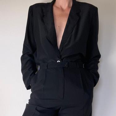 vintage classic black silk blazer blouse by nordstrom size us 14 