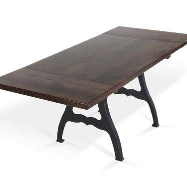 Handmade Provincial Oak Dining Table with Cast Iron New York Legs and Extensions