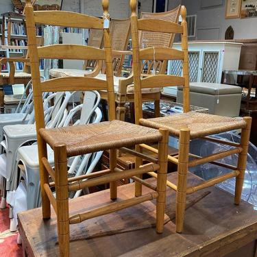 Two rush seat chairs.  19” x 15” x 41” seat height 19”