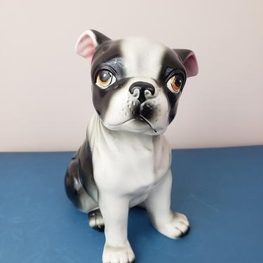 Vintage 1950's Boston Terrier Figurine/ 60s Frenchie French Bulldog Kitch Knick Knack Ceramic 