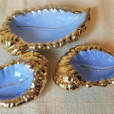 Lavender trio dishes with gold trim,1950's 